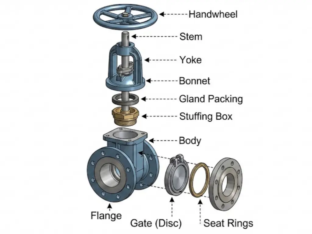 components of a gate valve